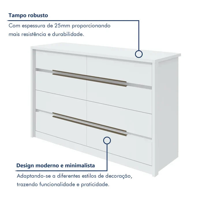 Cômoda Urban 8 Gavetas Espresso Móveis Branco