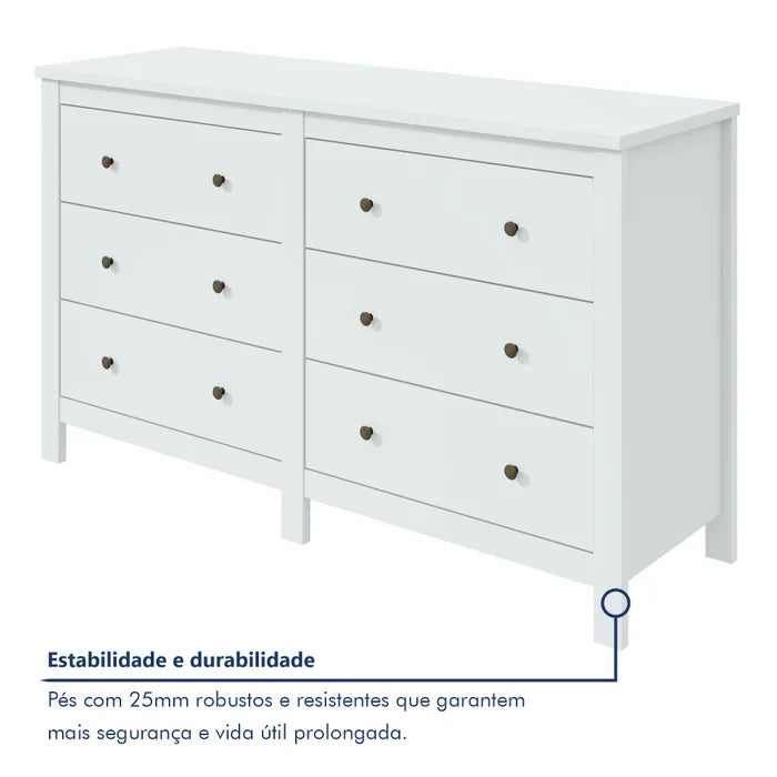 Cômoda 6 Gavetas Maggiore New Espresso Móveis Branco