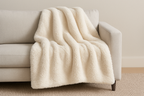 Manta Pelúcia Creme Pelo Alto - Sofá Luxo 125x150cm
